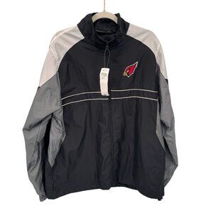 NFL Arizona Cardinals Full Zip Windbreaker Jacket Mens Large Black Polyester NEW